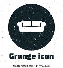 Grunge Sofa icon isolated on white background.  Vector Illustration