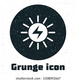 Grunge Solar energy panel icon isolated on white background.  Vector Illustration