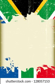 Grunge south Africa flag. A poster with a large scratched frame and a grunge south Africa flag for your publicity.