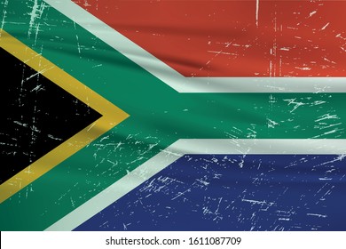 Grunge South Africa flag. South Africa flag with waving grunge texture. Vector background.