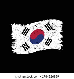 Grunge South Korea Flag Distress Brush Stroke Vector