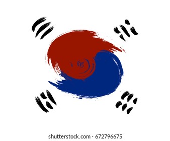 Grunge South Korea flag. Republic of Korea. Vector illustration