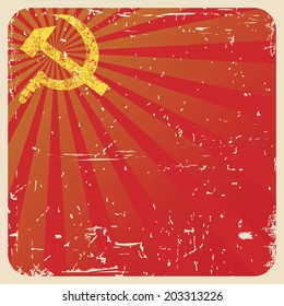 Grunge soviet background with hammer and sickle, vector illustration