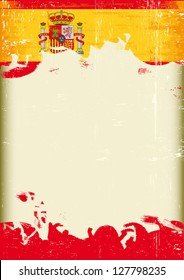 Grunge spain flag. A poster with a large scratched frame and a grunge spain flag for your publicity.