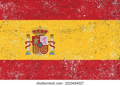 Grunge Spain Flag.Old Flag Of Spain.Vector.