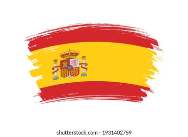 Grunge Spain flag.Brush stroke flag of Spain.