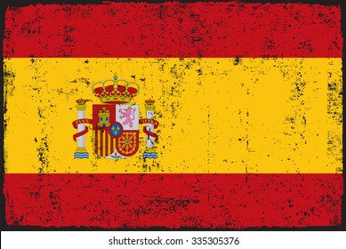 Grunge Spain flag.Spain flag with grunge texture.Vector template.