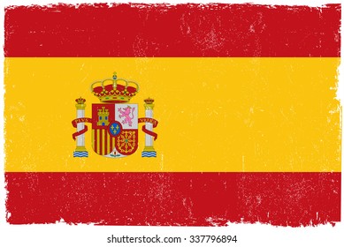 Grunge Spain flag.Spanish flag with grunge texture.Vector template.