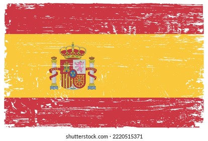 Grunge Spain Flag.Vector Old Flag Of Spain.