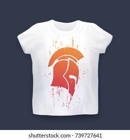 grunge spartan helmet, vector t-shirt print