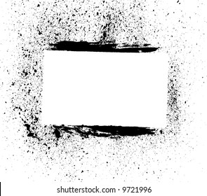 Grunge spatter with dark brushed horizontal lines border vector