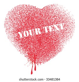 grunge spatter splash red heart vector