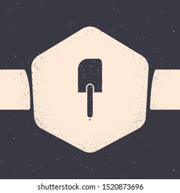 Grunge Spatula icon isolated on grey background. Kitchen spatula icon. BBQ spatula sign. Barbecue and grill tool. Monochrome vintage drawing. Vector Illustration