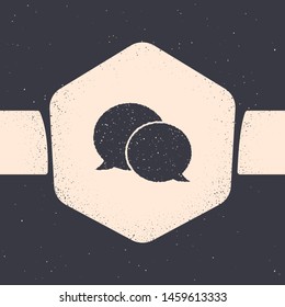 Grunge Speech bubble chat icon isolated on grey background. Message icon. Communication or comment chat symbol. Monochrome vintage drawing. Vector Illustration