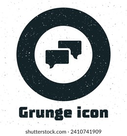 Grunge Speech bubble chat icon isolated on white background. Message icon. Communication or comment chat symbol. Monochrome vintage drawing. Vector