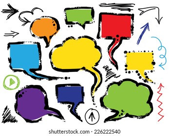 Grunge Speech Bubbles and Hand Drawn Arrows