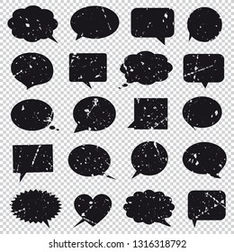 Grunge speech bubbles isolated on transparent background