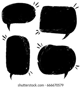  Grunge speech bubbles set black Vector illustration