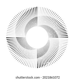 Grunge speed Lines in Spiral Form for comic books . fireworks Explosion background . Vector Illustration . Starburst
 round Logo . Circular Design element . Abstract Geometric star rays . Sunburst .