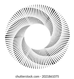 Líneas de velocidad gruesas en forma de espiral para libros de historietas . fuegos artificiales Fondo de explosión . Ilustración vectorial. Starburst
 logotipo redondo. Elemento de diseño circular. Resumen Rayos de estrellas geométricas . Salto de sol.