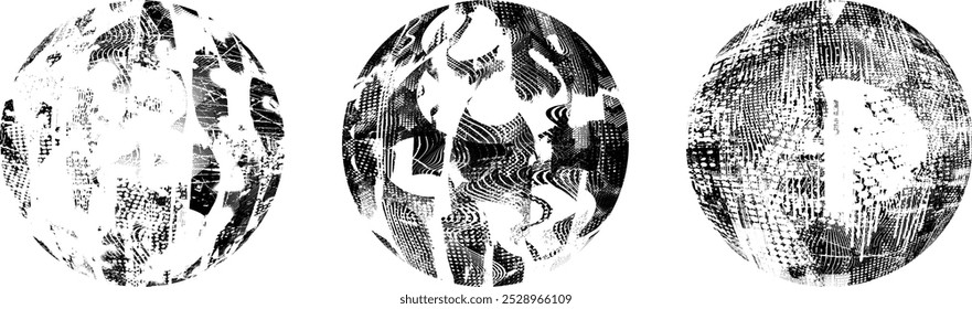 Coleção da esfera grunge. Círculos Grunge. Banners, insígnias , selos, esferas, rótulos e distintivos Set . texturas de angústia vetorial. Empacotar círculo em branco formas texturizadas, globos, bolas e carimbos.