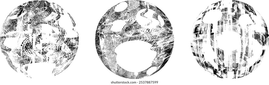Coleção da esfera grunge. Círculos Grunge. Banners, insígnias , selos, esferas, rótulos e distintivos Set . texturas de angústia vetorial. Empacotar círculo em branco formas texturizadas, globos, bolas e carimbos.