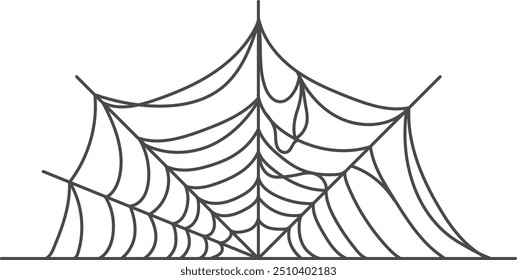 Teia de aranha Grunge. Silhueta preta decorativa de teia de aranha