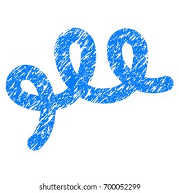 Grunge Spiral Bacillus icon with grunge design and unclean texture. Unclean vector blue pictogram for rubber seal stamp imitations and watermarks. Draft emblem symbol.