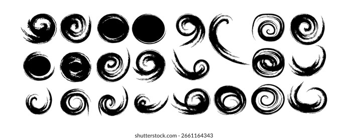 Colección de Elementos de cepillo espiral Grunge para uso de diseño