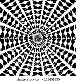 Grunge spiral with butterfly
