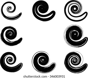 Grunge spiral set.Grunge spiral shapes.Logo design.Vector illustration