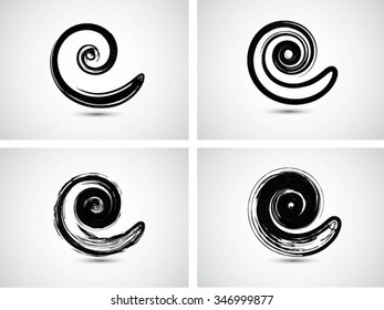 Grunge spiral set.Grunge spiral shapes.Logo design.Vector illustration