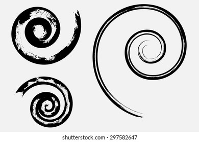 Grunge spiral set.Spiral shape symbols.Vector logo design template.