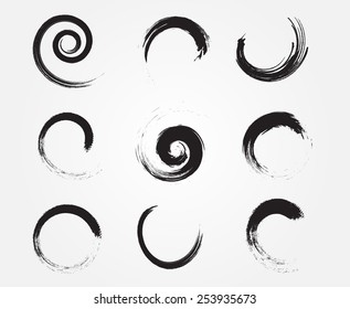 Grunge spiral set.Spiral shape.Vector logo design.