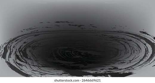 Espiral grunge. Espiral abstrata de rotação simples, pontos espirais de tinta preta circulam conjunto de ilustrações vetoriais isoladas. Elementos hipnóticos, psicodélicos e hipnóticos em espiral e espiral