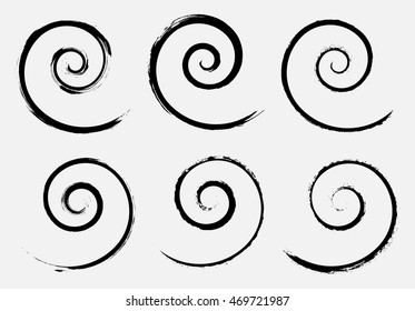 Grunge spiral.Spiral shape symbol.Vector template.