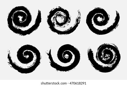 Grunge Spiral.Spiral Shape Symbol.Vector Template.