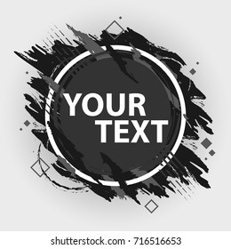 Grunge splash banner with geometric figure. Vector splatter labels with space for text. Vector frame for text. Element for design  flyers, business cards, gift cards, brochures, invitations and more