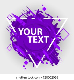 Grunge splash banner with geometric figure. Vector splatter labels with space for text. Vector frame for text. Element for design  flyers, business cards, gift cards, brochures, invitations and more
