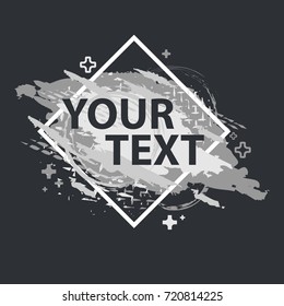 Grunge splash banner with geometric figure. Vector splatter labels with space for text. Vector frame for text. Element for design  flyers, business cards, gift cards, brochures, invitations and more
