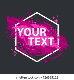 Grunge splash banner with geometric figure. Vector splatter labels with space for text. Vector frame for text. Element for design  flyers, business cards, gift cards, brochures, invitations and more