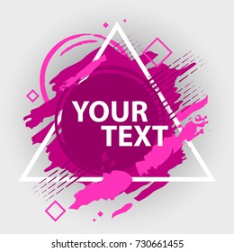 Grunge splash banner with geometric figure. Vector splatter labels with space for text. Vector frame for text. Element for design  flyers, business cards, gift cards, brochures, invitations and more