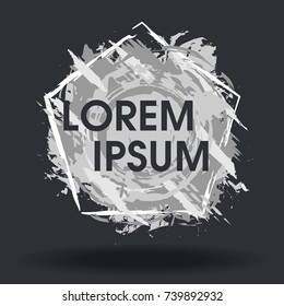 Grunge splash banner with geometric figure. Vector splatter labels with space for text. Vector frame for text. Element for design  flyers, business cards, gift cards, brochures, invitations and more
