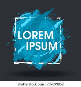 Grunge splash banner with geometric figure. Vector splatter labels with space for text. Vector frame for text. Element for design  flyers, business cards, gift cards, brochures, invitations and more