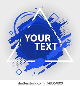 Grunge splash banner with geometric figure. Vector splatter labels with space for text. Vector frame for text. Element for design  flyers, business cards, gift cards, brochures, invitations and more