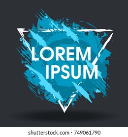 Grunge splash banner with geometric figure. Vector splatter labels with space for text. Vector frame for text. Element for design  flyers, business cards, gift cards, brochures, invitations and more