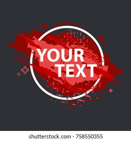 Grunge splash banner with geometric figure. Vector splatter labels with space for text. Vector grunge frame for text. Element for design flyers, business cards, gift cards, brochures, invitations.