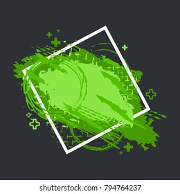 Grunge splash banner with geometric figure. Vector splatter labels with space for text. Vector frame for text. Element for design  flyers, business cards, gift cards, brochures, invitations and more