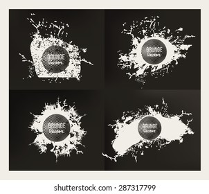 Grunge splash banner set design on dark paper background,clean vector