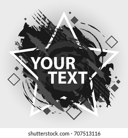 Grunge splash banner. Vector splatter labels with space for text. Grunge label with geometric figure